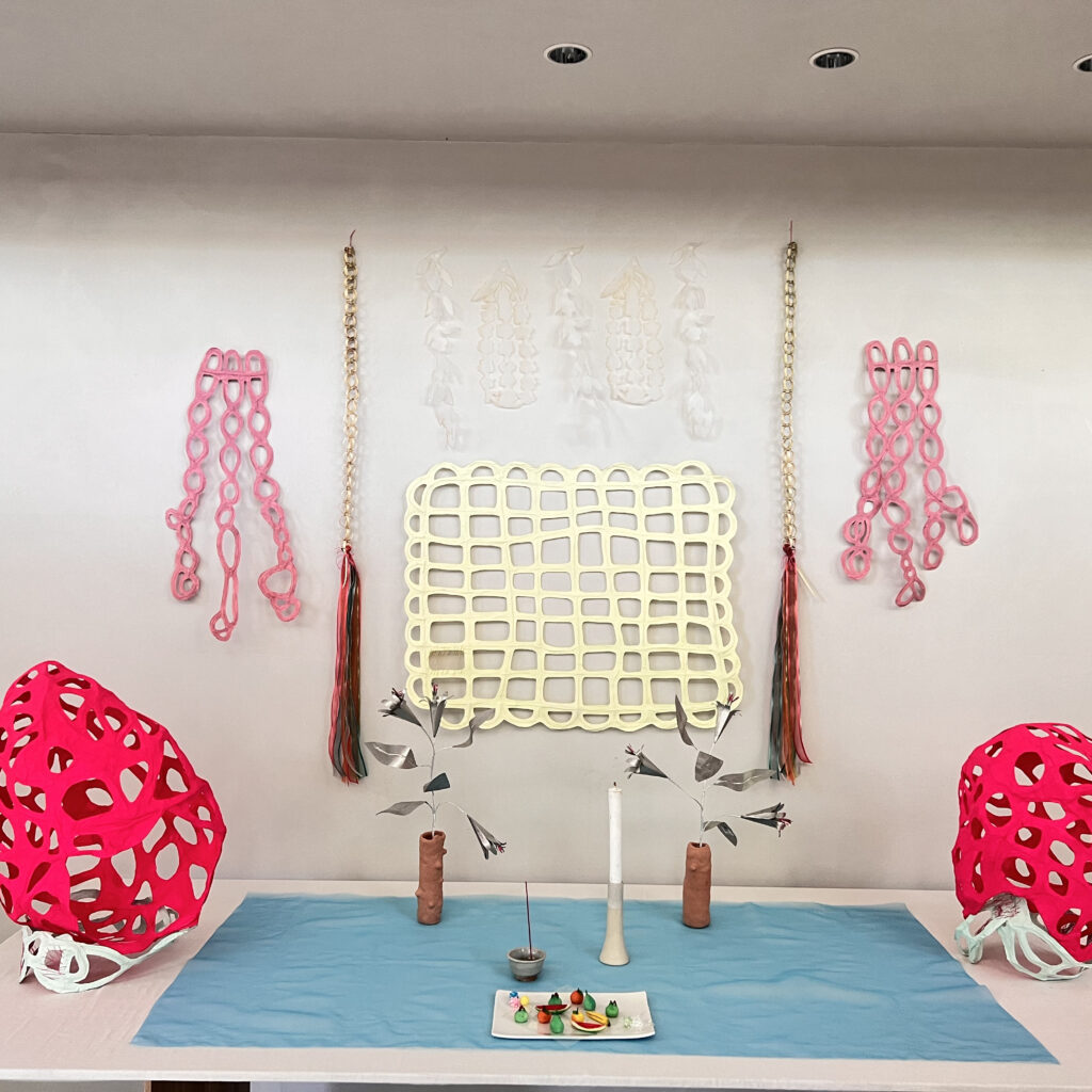 momoca paper art objects installation altar